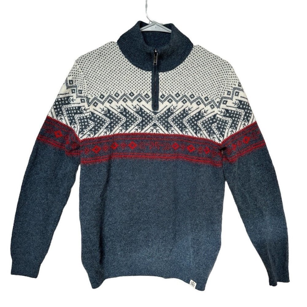 Vintage McNeal‎ Clothing Sweater Women's Medium Fair Isle Wool Blend 1/4 Zip